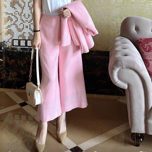 时尚通勤-定制-百搭显瘦时尚宽松休闲减龄高腰九分阔腿裤 2204008 商品图0