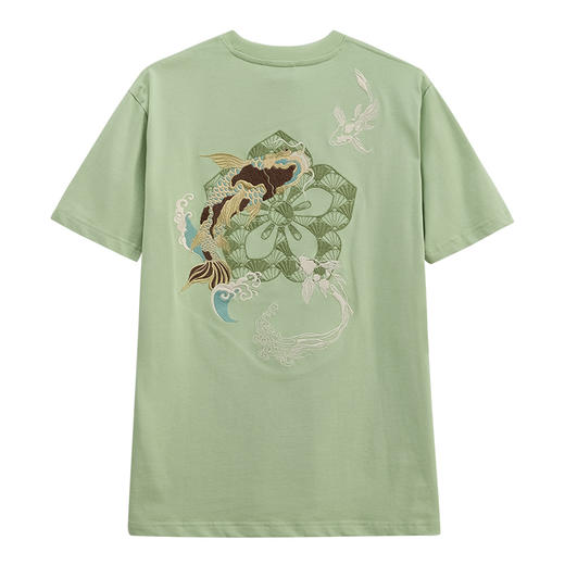 ONIARAI/鬼洗24春夏新泥棒蓝相思鲤刺绣宽松短袖男士T恤 24NOB33 商品图3