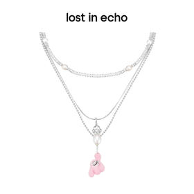 lost in echo2023秋冬新品Yetti小怪兽玩⽓球植绒三层项链叠戴