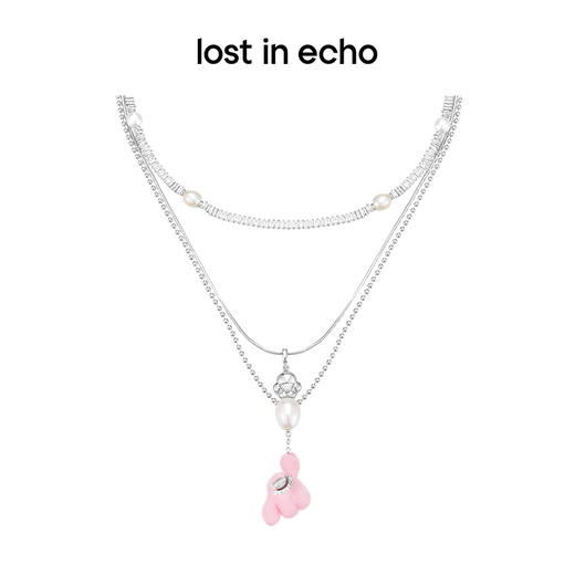 lost in echo2023秋冬新品Yetti小怪兽玩⽓球植绒三层项链叠戴 商品图0