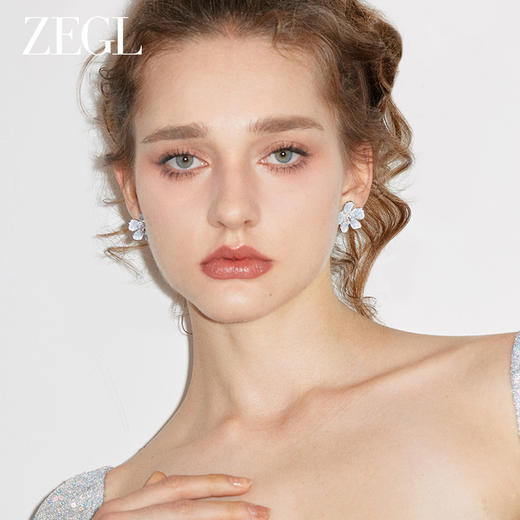 ZEGL花朵耳环女2024新款爆款高级感春夏独特花花耳钉925银针耳饰 商品图3