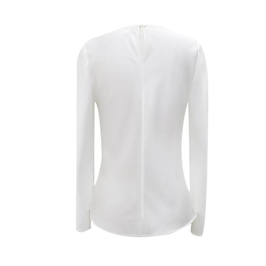 春夏时尚-醋酸面圆领长袖-修身纯色气质通勤薄款显瘦上衣 2102043 商品图1