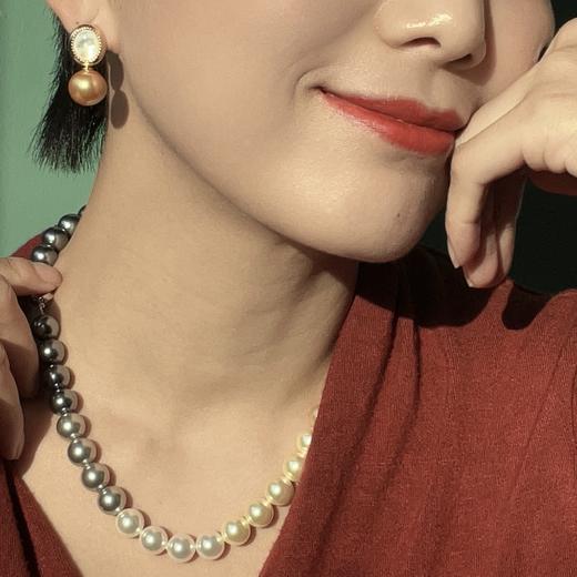 PEARLSIDE 渐变四季彩珍珠项链/金珠贝珠贝壳耳钉 商品图6