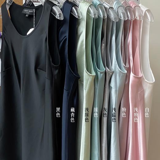 醋酸缎面纯色圆领背心、宽松黑色白色灰色绿色浅蓝色粉色2102004 商品图0