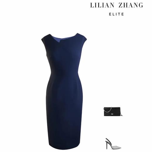 【律政佳人】优雅通勤微弹修身无袖连衣裙包臀一步裙黑色1901080 商品图2