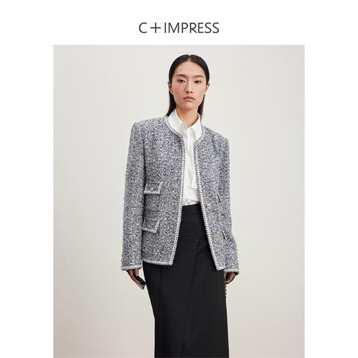 西嘉C+IMPRESS/西嘉法式小香风外套女春羊毛艺术花呢时髦四口袋设计感WT2401056 商品图0