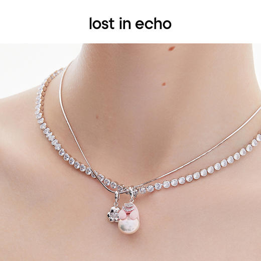 lost in echo2023秋冬新品Yetti雪怪滚雪球植绒双层珍珠项链 商品图4