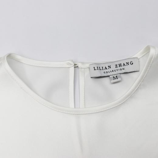 春夏时尚-醋酸面圆领长袖-修身纯色气质通勤薄款显瘦上衣 2102043 商品图2