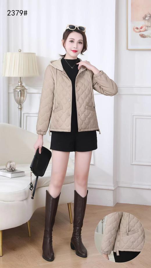 D6220        法式气质减龄百搭菱格PU皮棉衣外套（特价不退换） 商品图1