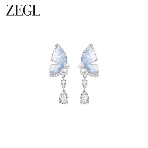ZEGL冰晶蝴蝶珍珠耳饰女2024新款爆款春夏耳钉高级感925银针耳环 商品图1