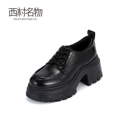 西村名物2024春季新款休闲系带显高真皮时尚气质厚底小皮鞋X24AM10631 商品图1