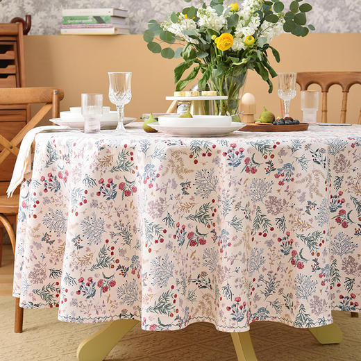 雅蕊系列圆桌布田园全棉欧式复古圆桌布 商品图0