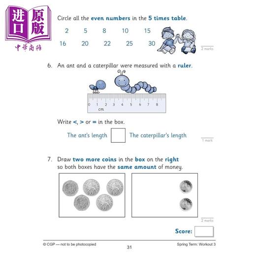 【中商原版】英国CGP KS1 Maths 10-Minute Weekly Workouts - Year 2 商品图2