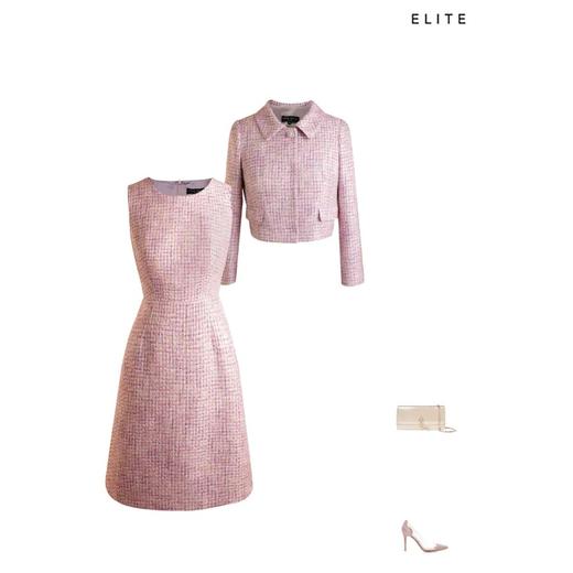 ELITE 马卡龙色小香风A摆连衣裙 - 名媛风修身显瘦连衣裙 1901063 商品图2