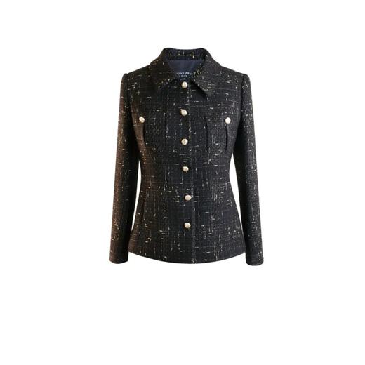 定制—轻奢风翻领粗纺单排扣小香风百搭外套1905028 商品图0