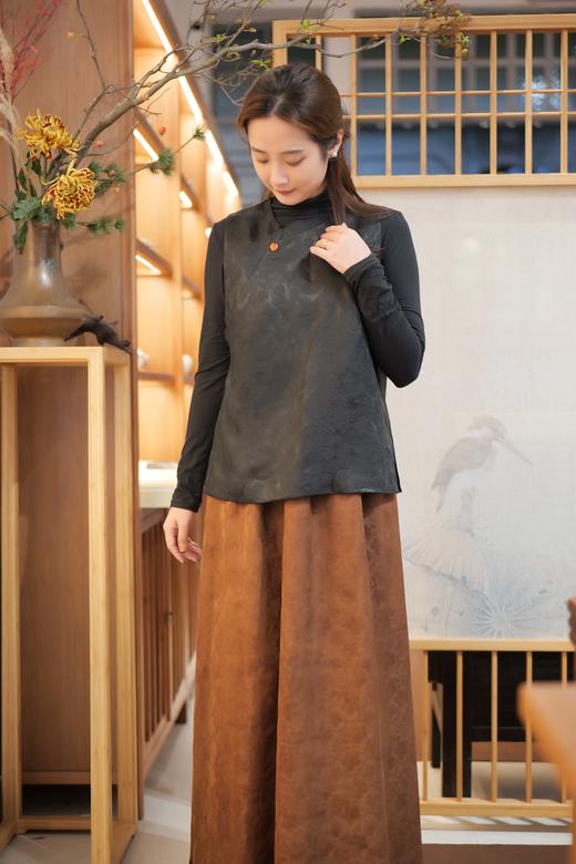 漫物记提花香云纱圆领斜襟马夹XYS-172 商品图3