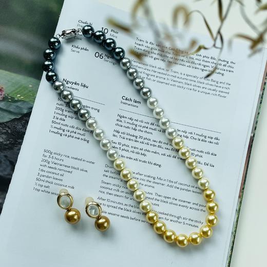 PEARLSIDE 渐变四季彩珍珠项链/金珠贝珠贝壳耳钉 商品图1