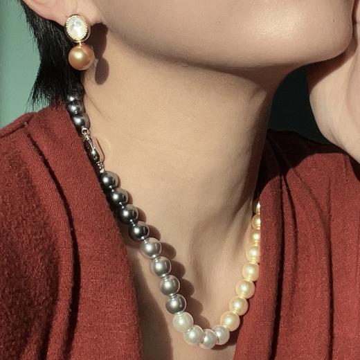 PEARLSIDE 渐变四季彩珍珠项链/金珠贝珠贝壳耳钉 商品图7