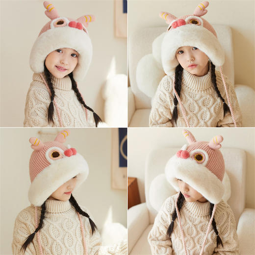 【立体造型，喜庆萌趣！】儿童醒狮帽中国风过年喜庆红色，宝宝毛绒帽子男女童加厚雷锋帽，细腻柔软面料，宝宝佩戴更合适！ 商品图1