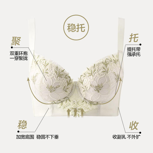 「国风 夜染星辰」小胸圆润 简约百搭 梅兰竹菊 零压迫 舒适美胸 记忆软钢圈  小胸显大调整型文胸 商品图1