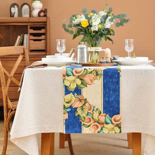 美式复古花卉桌旗轻奢高端田园复古茶几桌旗 商品图0