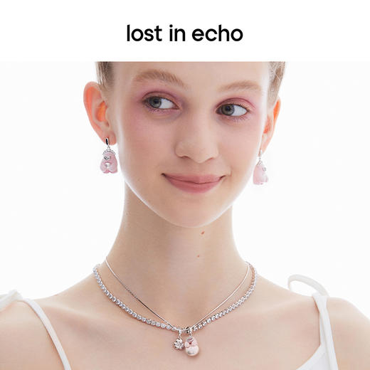 lost in echo2023秋冬新品Yetti雪怪滚雪球植绒双层珍珠项链 商品图2