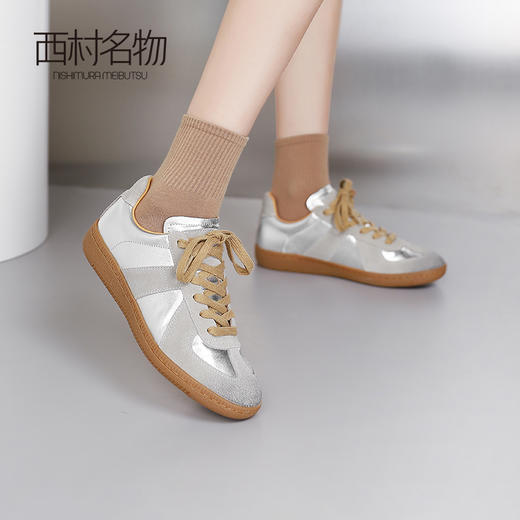 西村名物2024春季新品真皮质感百搭舒适轻易复古德训鞋T24AM11301 商品图0