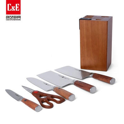 C&E创艺厨具304不锈钢锅具15件套炒锅煎锅奶锅汤锅烹饪铲汤勺套装/厨房刀具六件套商务礼品套装 商品图2