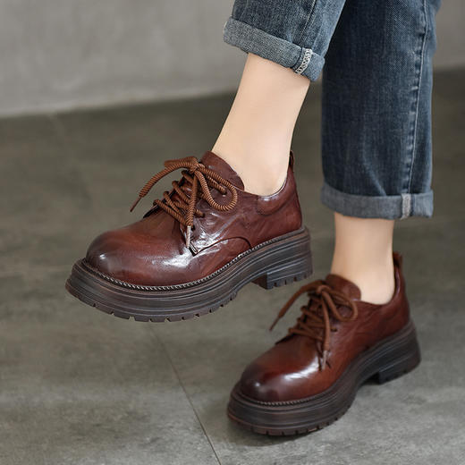 TN T65716-56手抓纹头层牛皮复古擦色小皮鞋 商品图1
