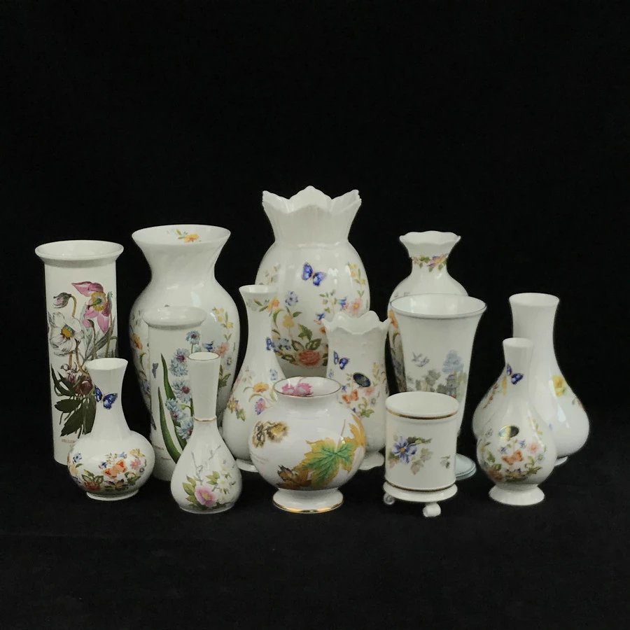 英国中古花鸟彩绘白瓷花瓶 14款可选
