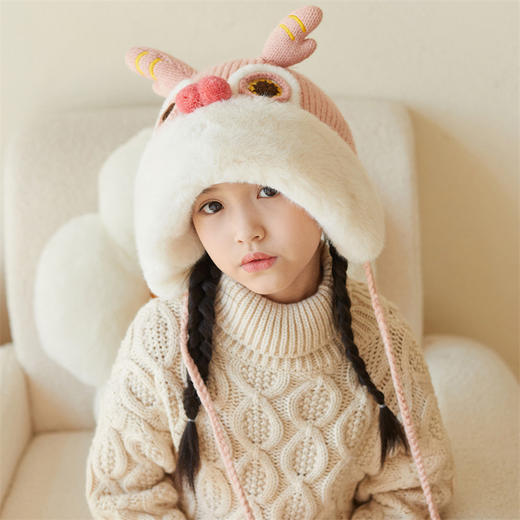 【立体造型，喜庆萌趣！】儿童醒狮帽中国风过年喜庆红色，宝宝毛绒帽子男女童加厚雷锋帽，细腻柔软面料，宝宝佩戴更合适！ 商品图3