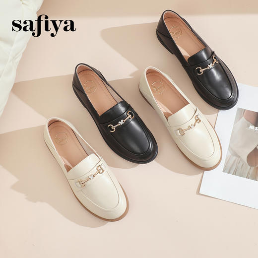 Safiya/索菲娅2024春季新品英伦风百搭羊皮舒适通勤软底乐福单鞋 SF41112120 商品图3