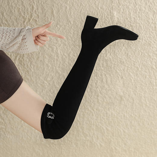 品质好货 | Safiya/索菲娅2023秋冬高筒水钻扣粗跟过膝弹力长靴 SF34119802 商品图6