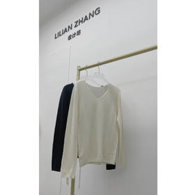 淑女风V领羊毛打底衫  - 优雅百搭时尚宽松纯色套头毛衣 2208002