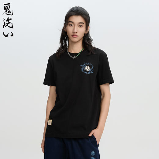 ONIARAI/鬼洗24春夏新泥棒蓝相思鲤刺绣宽松短袖男士T恤 24NOB33 商品图0