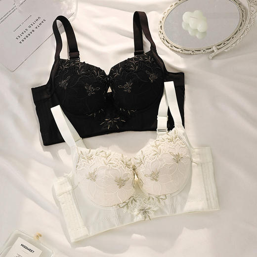 「国风 夜染星辰」小胸圆润 简约百搭 梅兰竹菊 零压迫 舒适美胸 记忆软钢圈  小胸显大调整型文胸 商品图7