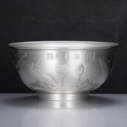 子佩集S999银【莲连有余】碗摆件【BX0460596-4】2401 商品图1