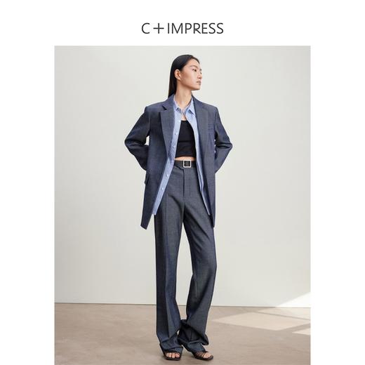 西嘉C+IMPRESS/西嘉ROW风蓝色羊毛牛仔西装外套女复古显瘦裤子两件套WT2401036 商品图2