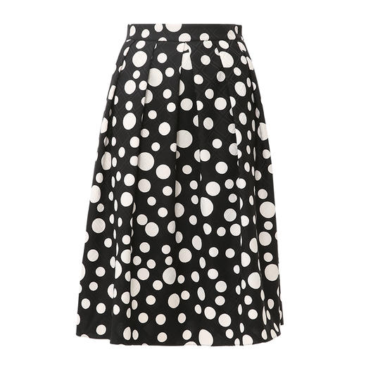 EITIE爱特爱复古波点高腰压褶伞裙a字黑色过膝半身裙24春季新款A2406317 商品图5