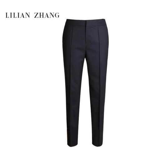 商务通勤-女士黑色修身时尚-绵羊毛压线小脚西裤显瘦长裤 2004016 商品图0