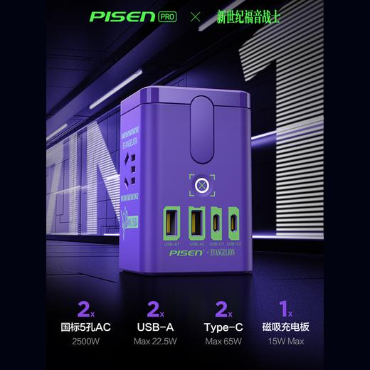 品胜 PISEN PRO 新世纪福音战士 EVA Switch/移动端/笔记本/平板 氮化镓65W家三合一磁吸桌面充套装 商品图2