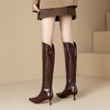 复古设计感~巨舒服~棕色，尖头高跟不过膝长靴SY-MX3712-23【预售5天】 商品缩略图1