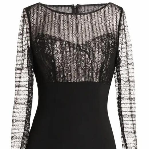 尽显优雅长袖蕾丝连衣裙 - 名媛风收腰显瘦性感礼服裙  1701087 商品图1