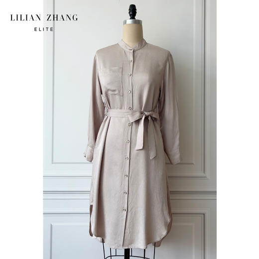 定制-收藏级—精简质感衬衫连衣裙- 优雅直筒长袖衬衫裙  2201023 商品图3