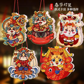 （三只任选19.9元 ）元春节国潮龙年灯笼新年元宵手提发光小花灯幼儿园手工diy材料包