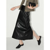 COCOBELLA纹理感PU皮通勤高腰半身裙重工绗线开叉长裙HS137B 商品缩略图1