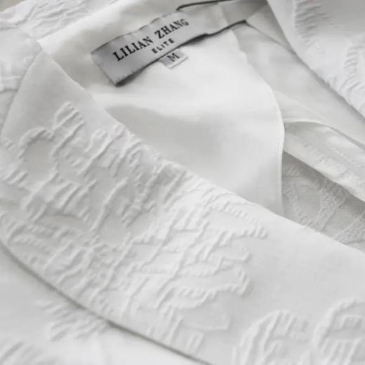 春秋夏通勤-气质时尚-中袖提花轻简 白色显瘦抽褶小西装  2005008 商品图2