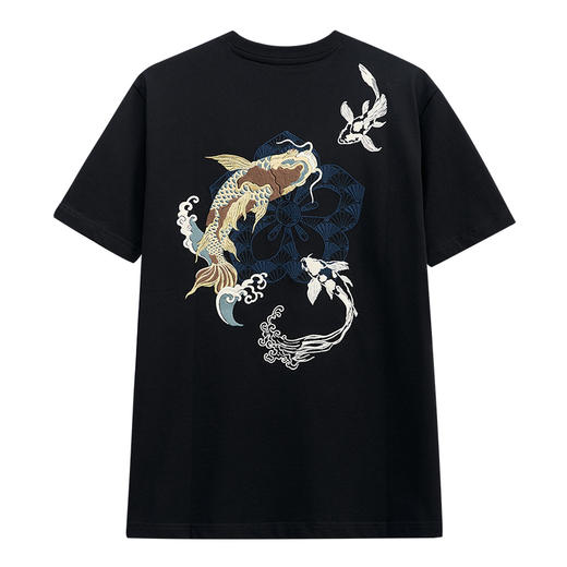 ONIARAI/鬼洗24春夏新泥棒蓝相思鲤刺绣宽松短袖男士T恤 24NOB33 商品图2