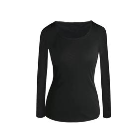 黑色圆领微透修身打底衫 1702031