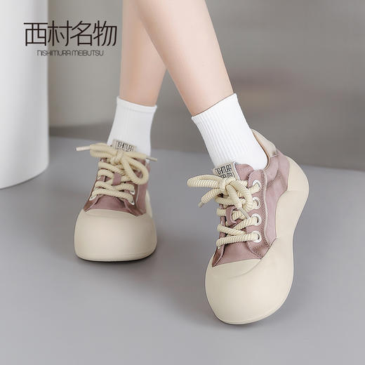 西村名物2024春季新品时尚休闲鞋气质百搭板鞋女厚底松软起司鞋T24AM11241 商品图0